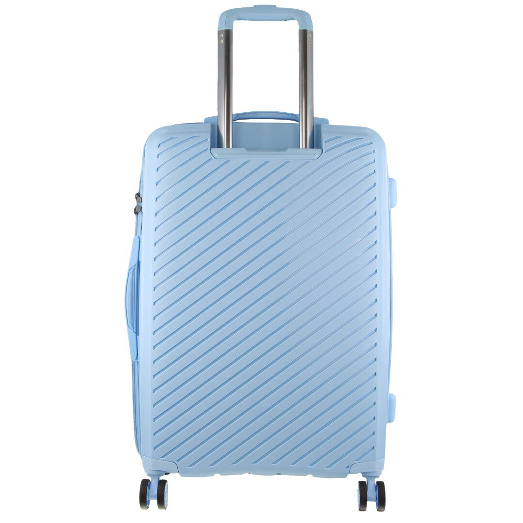 Pierre Cardin Inspired Milleni Checked Luggage Bag Travel Carry On Suitcase 75cm (124L) - Blue - ShopFrenzy