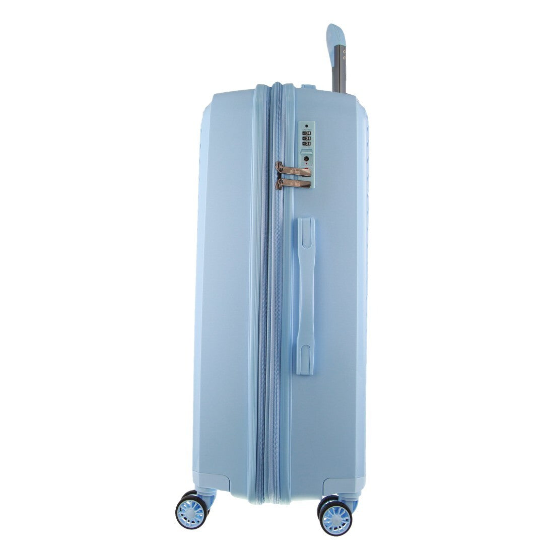 Pierre Cardin Inspired Milleni Checked Luggage Bag Travel Carry On Suitcase 75cm (124L) - Blue - ShopFrenzy