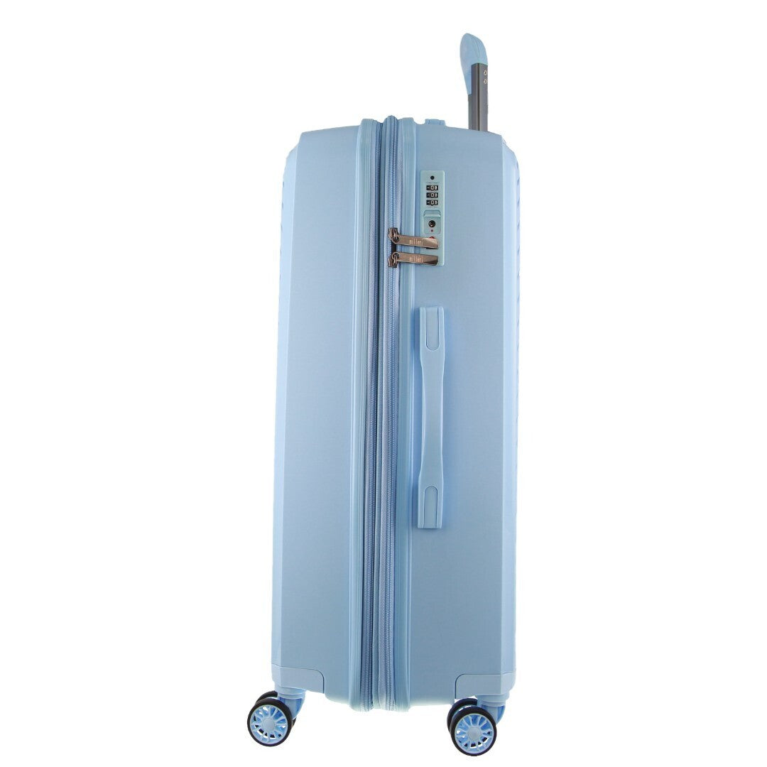 Pierre Cardin Inspired Milleni Checked Luggage Bag Travel Carry On Suitcase 75cm (124L) - Blue - ShopFrenzy