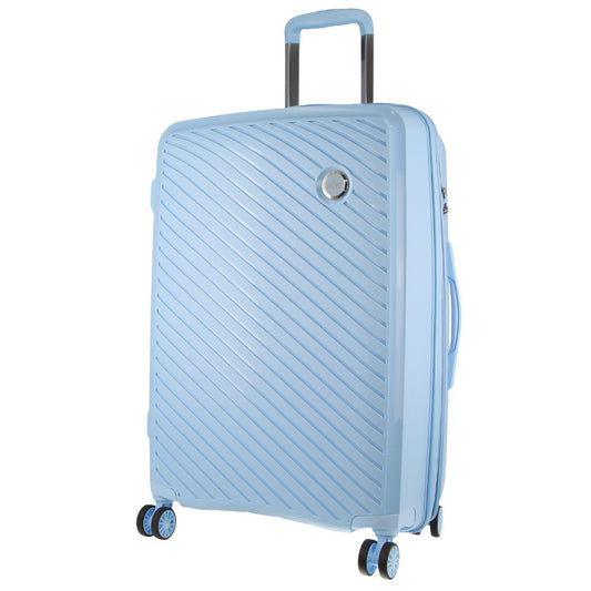 Pierre Cardin Inspired Milleni Checked Luggage Bag Travel Carry On Suitcase 65cm (82.5L) - Blue - ShopFrenzy