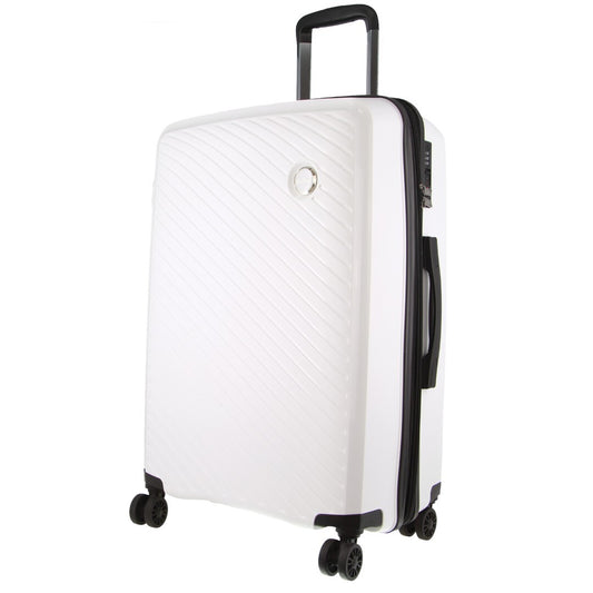Pierre Cardin Inspired Milleni Checked Luggage Bag Travel Carry On Suitcase 65cm (82.5L) - White - ShopFrenzy