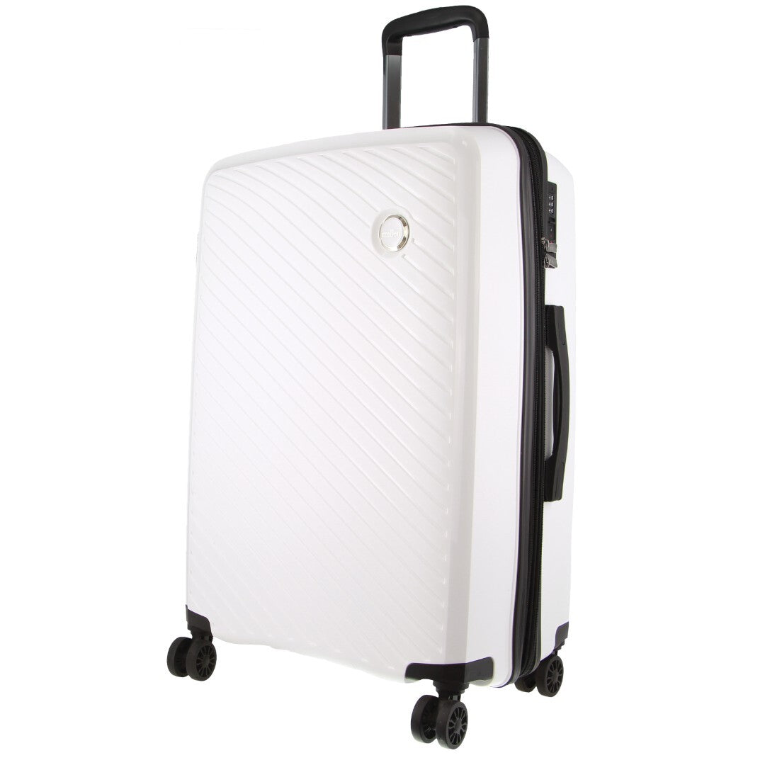Pierre Cardin Inspired Milleni Checked Luggage Bag Travel Carry On Suitcase 65cm (82.5L) - White - ShopFrenzy