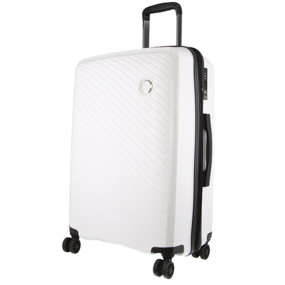 Pierre Cardin Inspired Milleni Checked Luggage Bag Travel Carry On Suitcase 65cm (82.5L) - White - ShopFrenzy