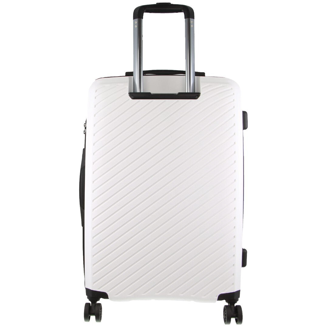 Pierre Cardin Inspired Milleni Checked Luggage Bag Travel Carry On Suitcase 65cm (82.5L) - White - ShopFrenzy