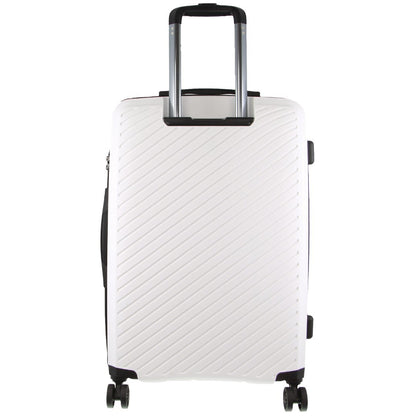 Pierre Cardin Inspired Milleni Checked Luggage Bag Travel Carry On Suitcase 65cm (82.5L) - White - ShopFrenzy