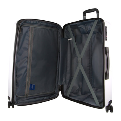 Pierre Cardin Inspired Milleni Checked Luggage Bag Travel Carry On Suitcase 65cm (82.5L) - White - ShopFrenzy