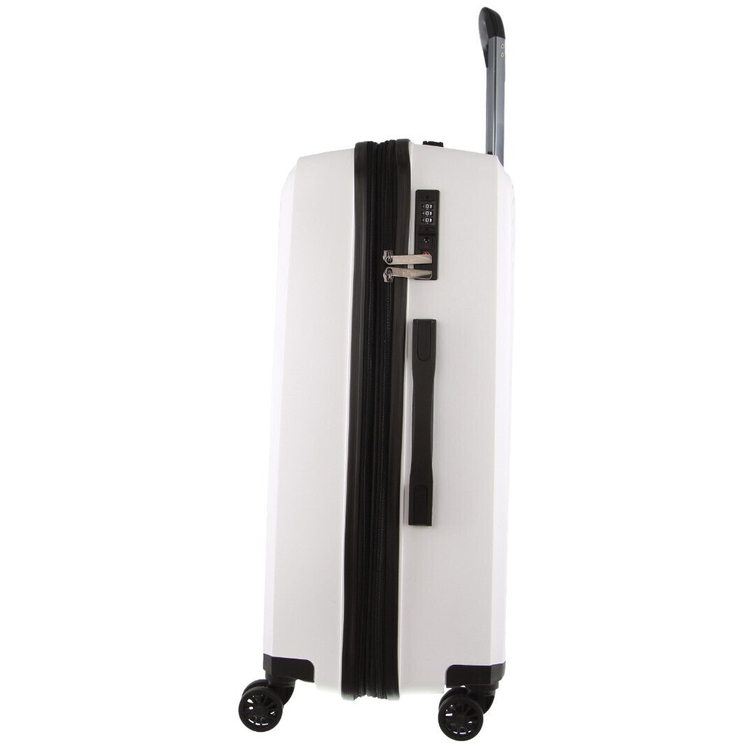 Pierre Cardin Inspired Milleni Checked Luggage Bag Travel Carry On Suitcase 65cm (82.5L) - White - ShopFrenzy