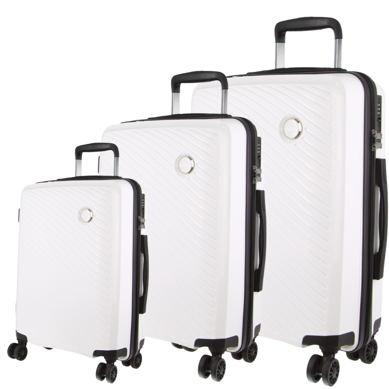 Milleni Hardshell 3-Piece Luggage Bag Travel Carry On Suitcase - White - ShopFrenzy