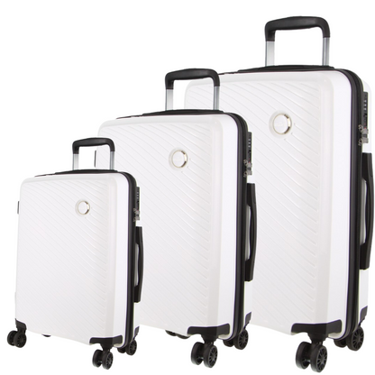 Milleni Hardshell 3-Piece Luggage Bag Travel Carry On Suitcase - White - ShopFrenzy