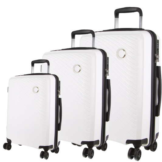 Milleni Hardshell 3-Piece Luggage Bag Travel Carry On Suitcase - White - ShopFrenzy