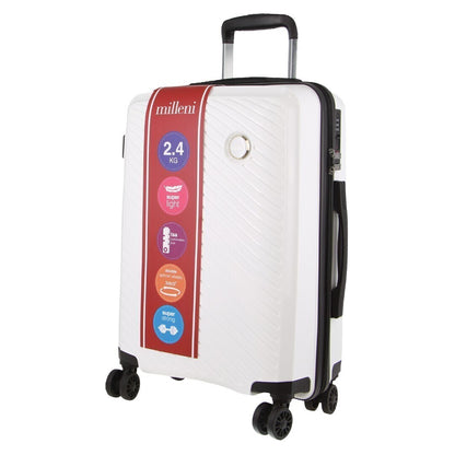 Milleni Hardshell 3-Piece Luggage Bag Travel Carry On Suitcase - White - ShopFrenzy