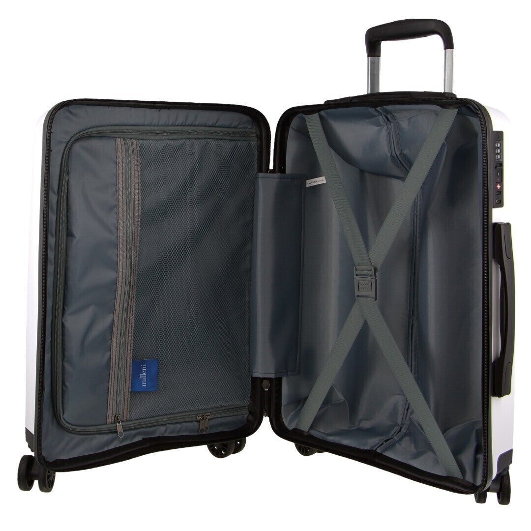 Milleni Hardshell 3-Piece Luggage Bag Travel Carry On Suitcase - White - ShopFrenzy