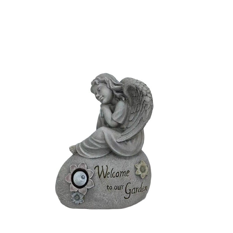 Welcome Garden Angel w Solar Light 44cm