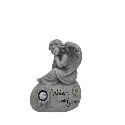 Welcome Garden Angel w Solar Light 44cm