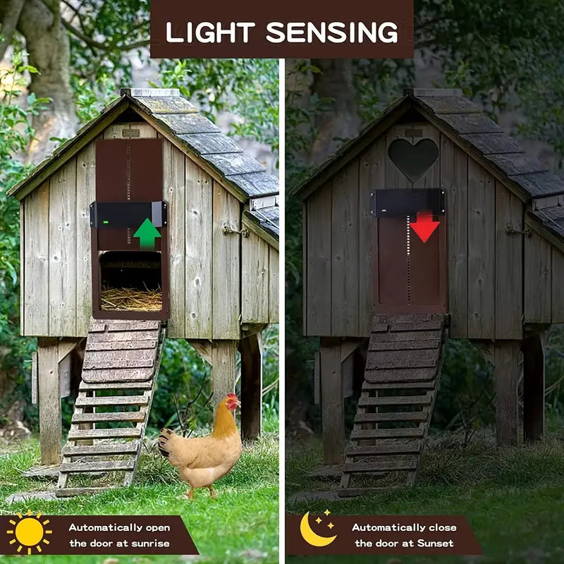 NNETM PCS Automatic Chicken House Coop Door Light-Sensitive Night And Morning Delay Auto Guard Door Opening For Chickens - ShopFrenzy