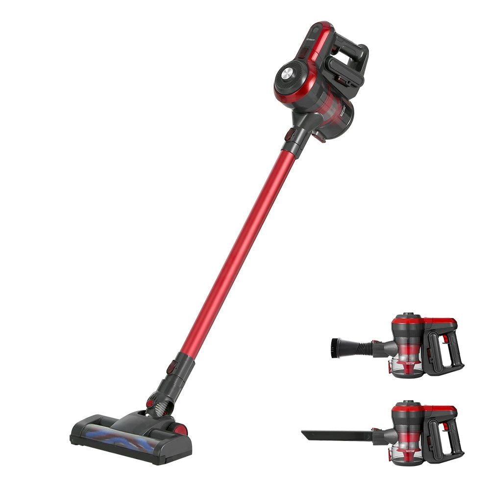 Devanti Stick Vacuum Cleaner Brushless Cordless 250W Red - ShopFrenzy