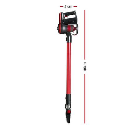 Devanti Stick Vacuum Cleaner Brushless Cordless 250W Red - ShopFrenzy
