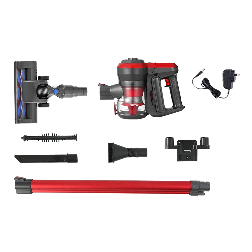 Devanti Stick Vacuum Cleaner Brushless Cordless 250W Red - ShopFrenzy
