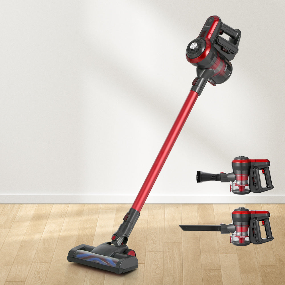 Devanti Stick Vacuum Cleaner Brushless Cordless 250W Red - ShopFrenzy