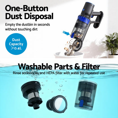 Devanti Stick Vacuum Cleaner Brushless Cordless 350W Blue