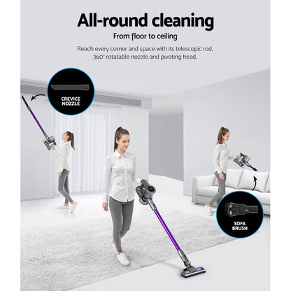 Devanti Stick Vacuum Cleaner Bagless Cordless 120W Purple - ShopFrenzy