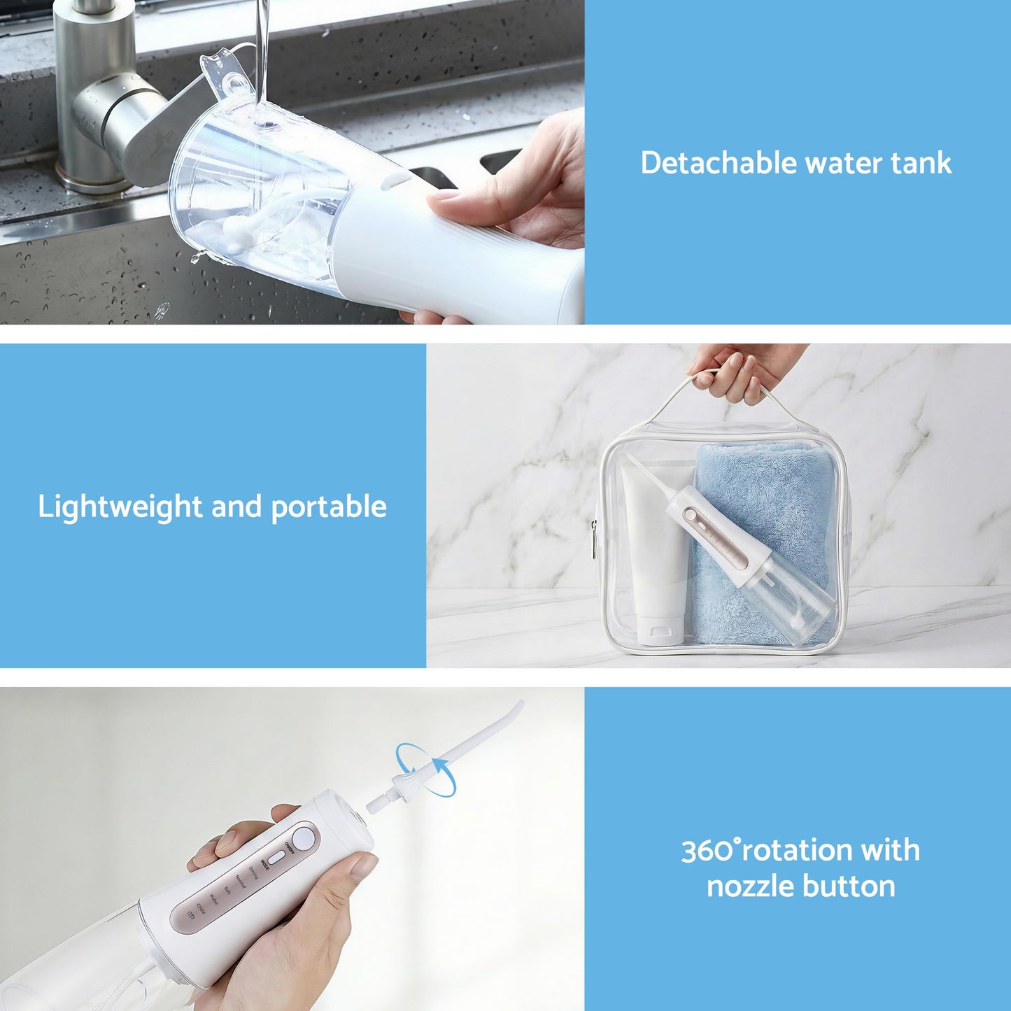 Devanti Cordless Water Flosser Dental Oral Irrigator White