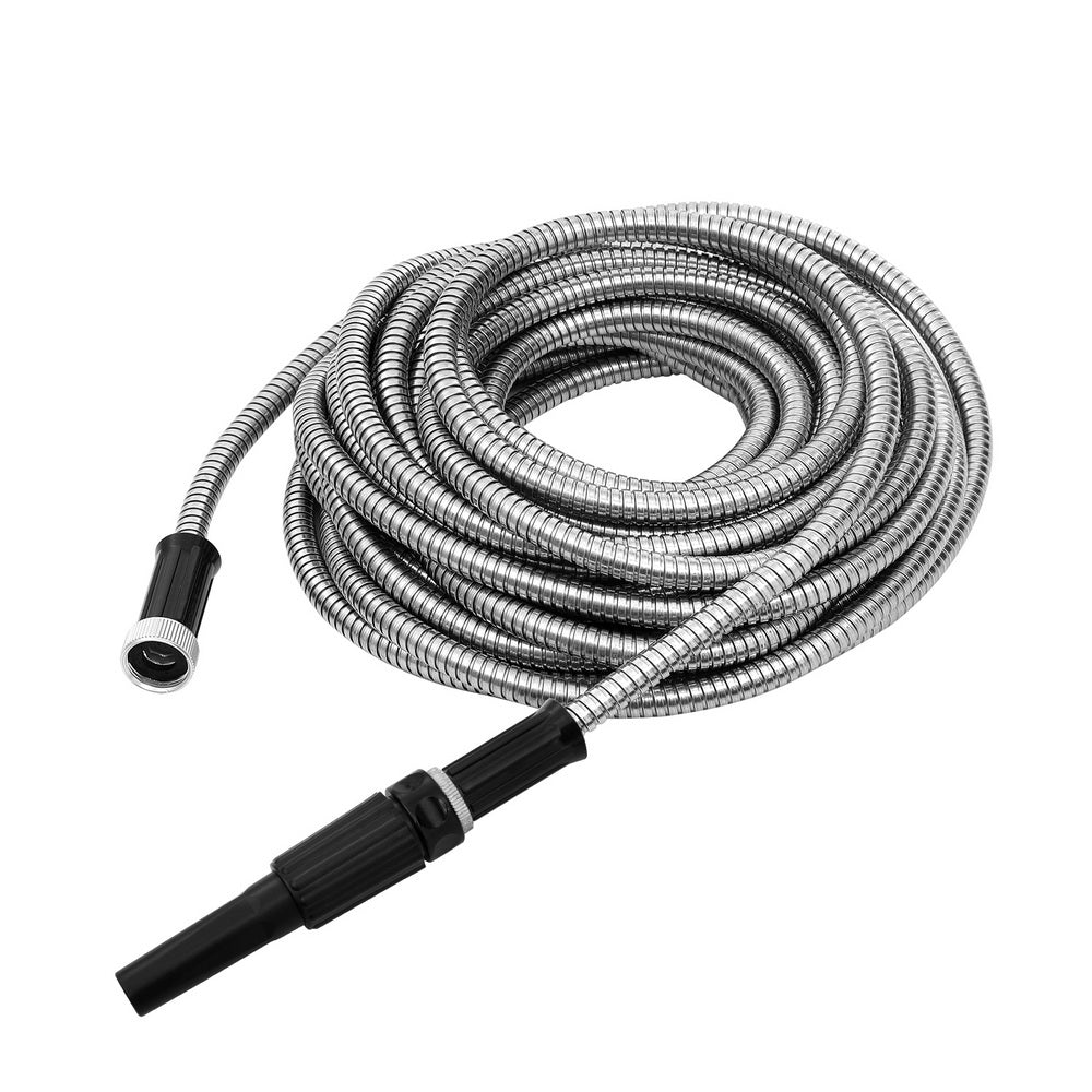 Giantz Water Hose Stainless Steel 30M with Spray Nozzle - ShopFrenzy