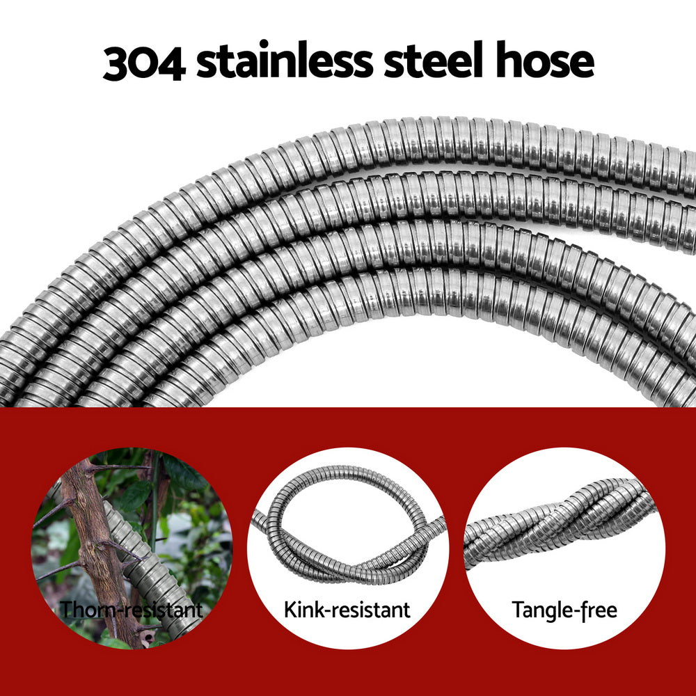 Giantz Water Hose Stainless Steel 30M with Spray Nozzle - ShopFrenzy