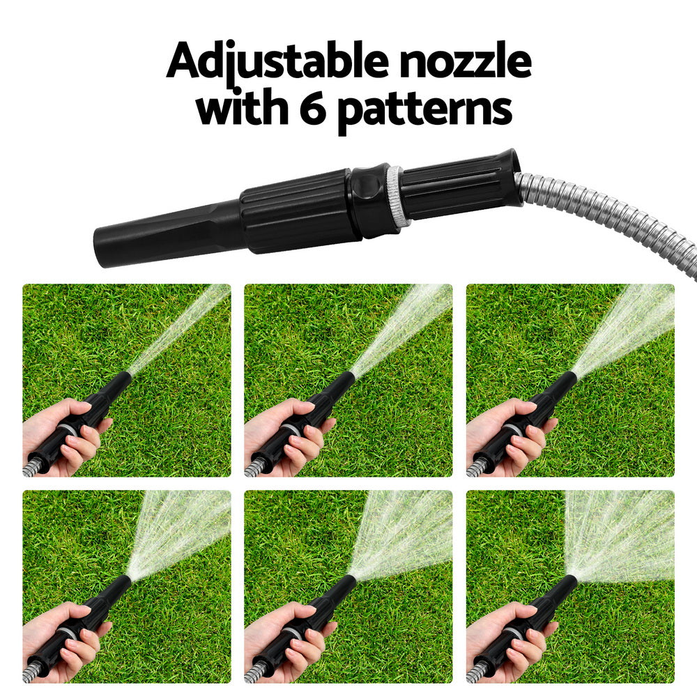 Giantz Water Hose Stainless Steel 30M with Spray Nozzle - ShopFrenzy