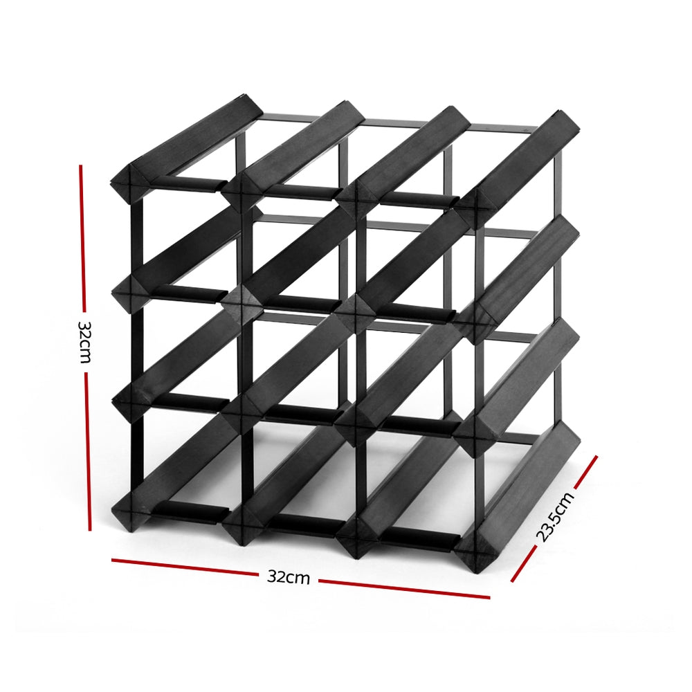 Artiss Wine Rack 12 Bottle Black - ShopFrenzy