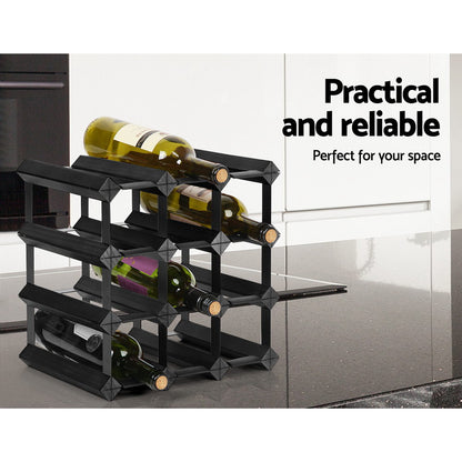 Artiss Wine Rack 12 Bottle Black - ShopFrenzy