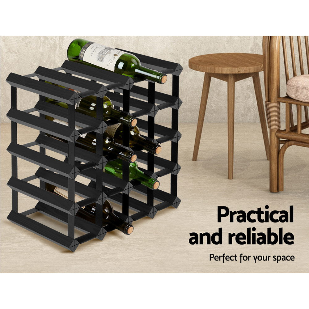 Artiss Wine Rack 20 Bottle Black - ShopFrenzy