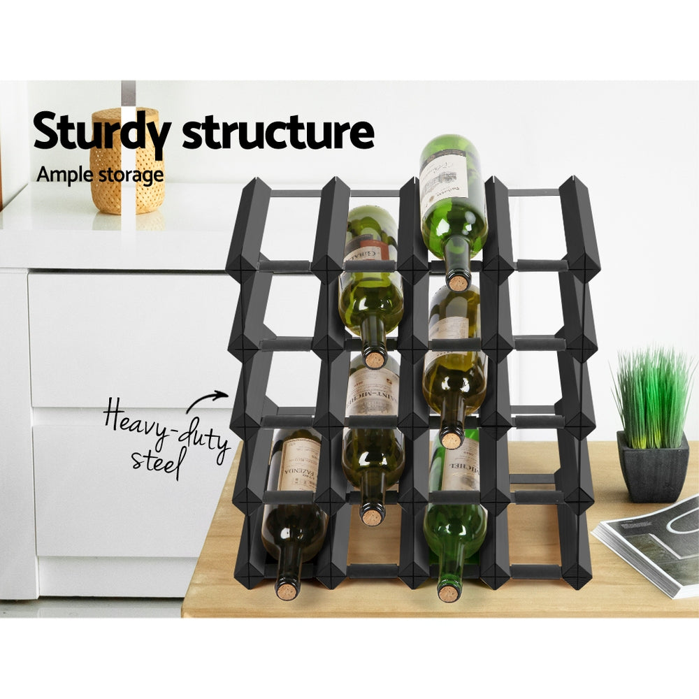 Artiss Wine Rack 20 Bottle Black - ShopFrenzy