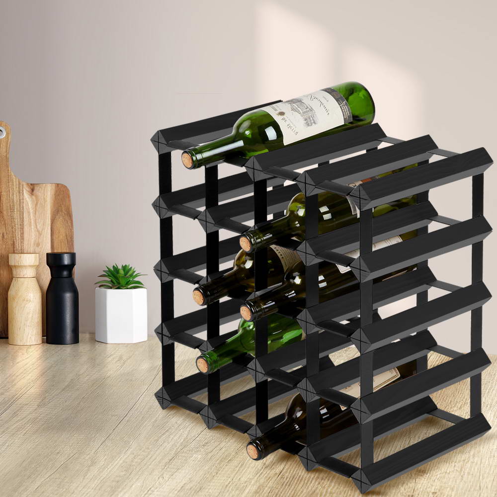 Artiss Wine Rack 20 Bottle Black - ShopFrenzy