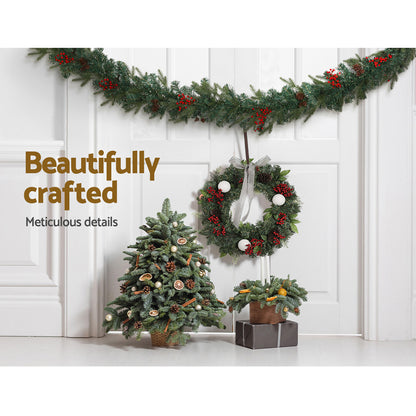 Jingle Jollys Christmas Garland with Wreath Set LED Lights Xmas Tree Decor - ShopFrenzy