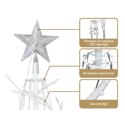 Jingle Jollys Christmas Tree 1.8M 6FT LED Xmas Decoration Cold White Lights - ShopFrenzy