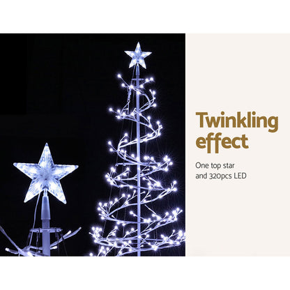 Jingle Jollys Christmas Tree 1.8M 6FT LED Xmas Decoration Cold White Lights - ShopFrenzy