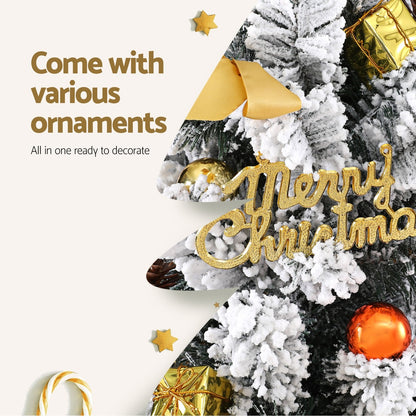 Jingle Jollys Tabletop Christmas Tree 60CM Snowy Xmas Tree Tree Topper Ornaments - ShopFrenzy