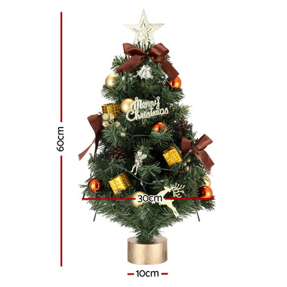 Jingle Jollys Tabletop Christmas Tree 60CM LED Xmas Tree Tree Topper Ornaments - ShopFrenzy