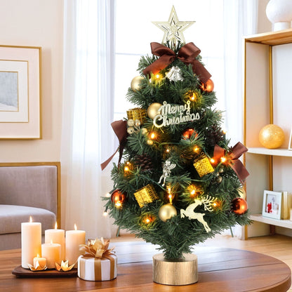 Jingle Jollys Tabletop Christmas Tree 60CM LED Xmas Tree Tree Topper Ornaments - ShopFrenzy