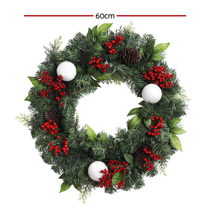 Jingle Jollys 2FT 60CM Christmas Wreath with Decor Xmas Tree Decoration - ShopFrenzy