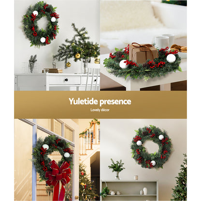 Jingle Jollys 2FT 60CM Christmas Wreath with Decor Xmas Tree Decoration - ShopFrenzy