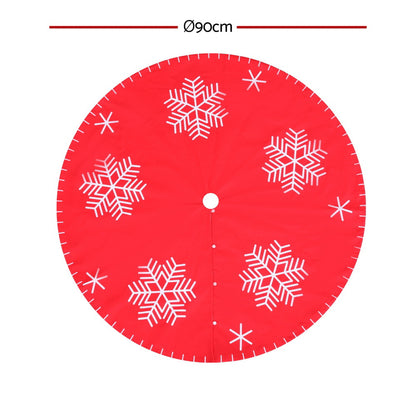 Jingle Jollys Christmas Tree Skirt 90cm Snowflake Ornaments Party Decorations - ShopFrenzy