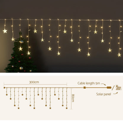 Jingle Jollys Solar Christmas Lights 80 LED 3M Icicle Light Star Decorations - ShopFrenzy
