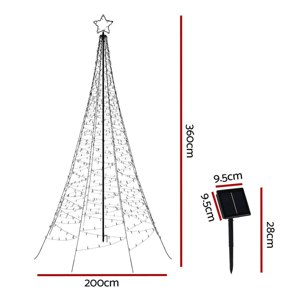 3.6M Christmas Tree 800 LED Solar Net Lights Jingle Jollys - ShopFrenzy