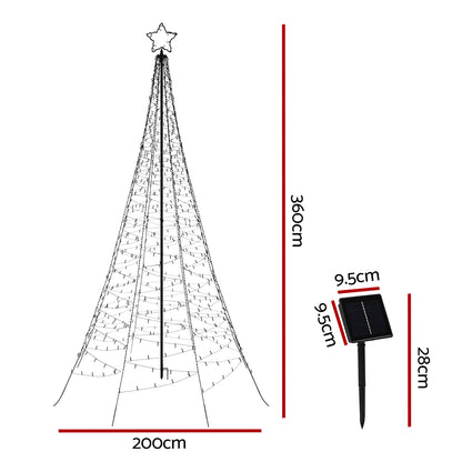 3.6M Christmas Tree 800 LED Solar Net Lights Jingle Jollys - ShopFrenzy