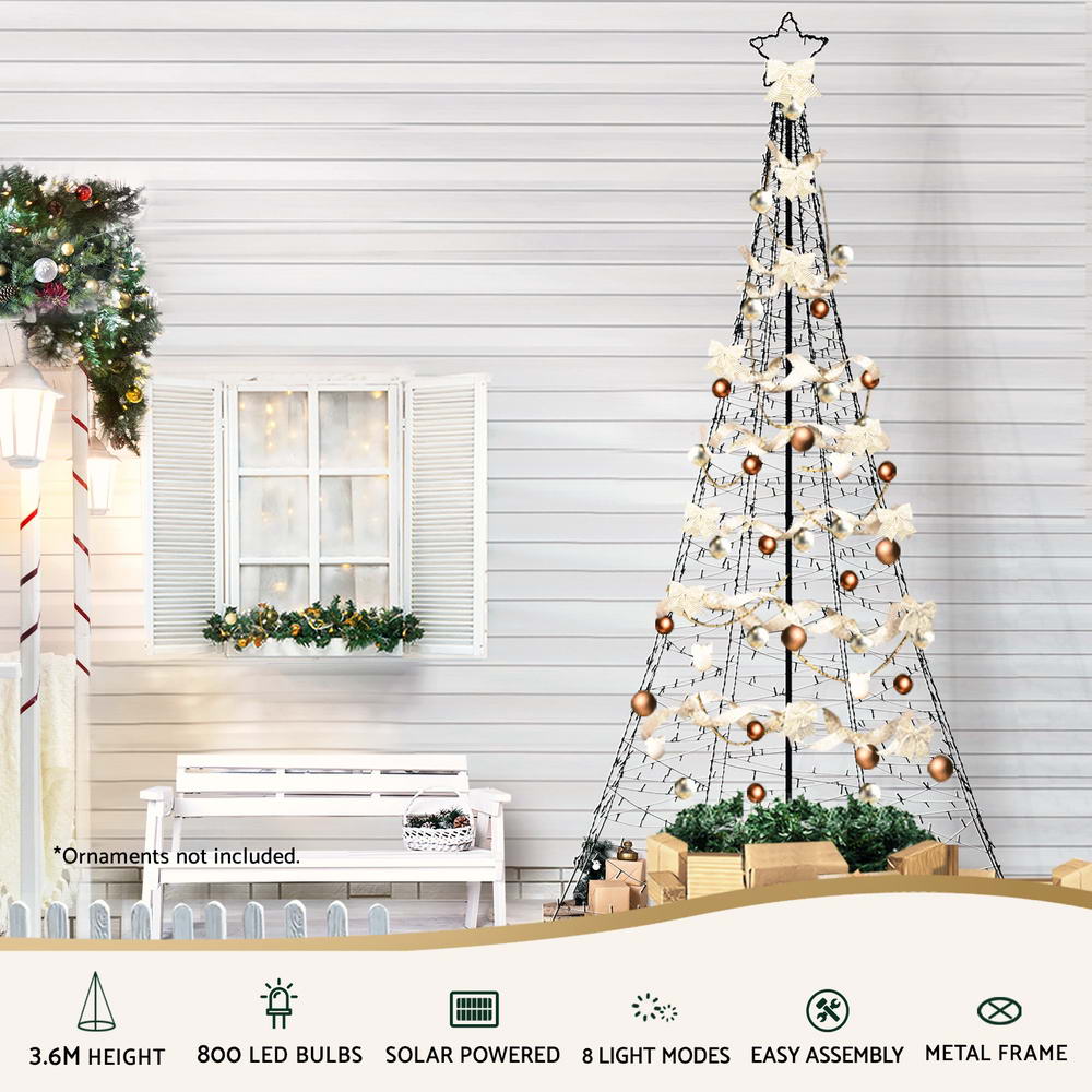 3.6M Christmas Tree 800 LED Solar Net Lights Jingle Jollys - ShopFrenzy