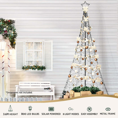 3.6M Christmas Tree 800 LED Solar Net Lights Jingle Jollys - ShopFrenzy