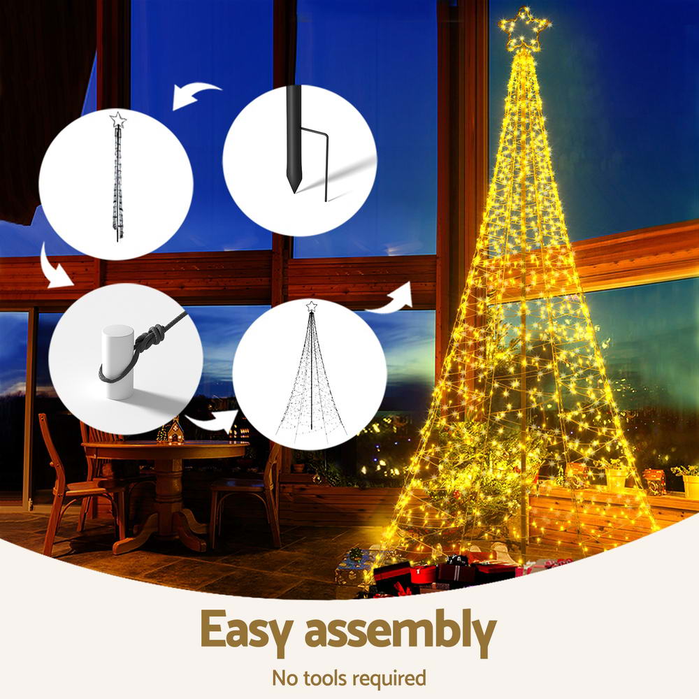 3.6M Christmas Tree 800 LED Solar Net Lights Jingle Jollys - ShopFrenzy