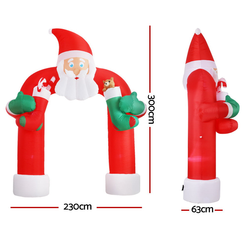 Jingle Jollys Christmas Inflatable Santa Archway 2.3M Outdoor Decorations Lights - ShopFrenzy